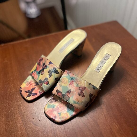 Vintage Y2K Lenticular Rainbow Butterfly Rose Floral Heels - Picture 5 of 10